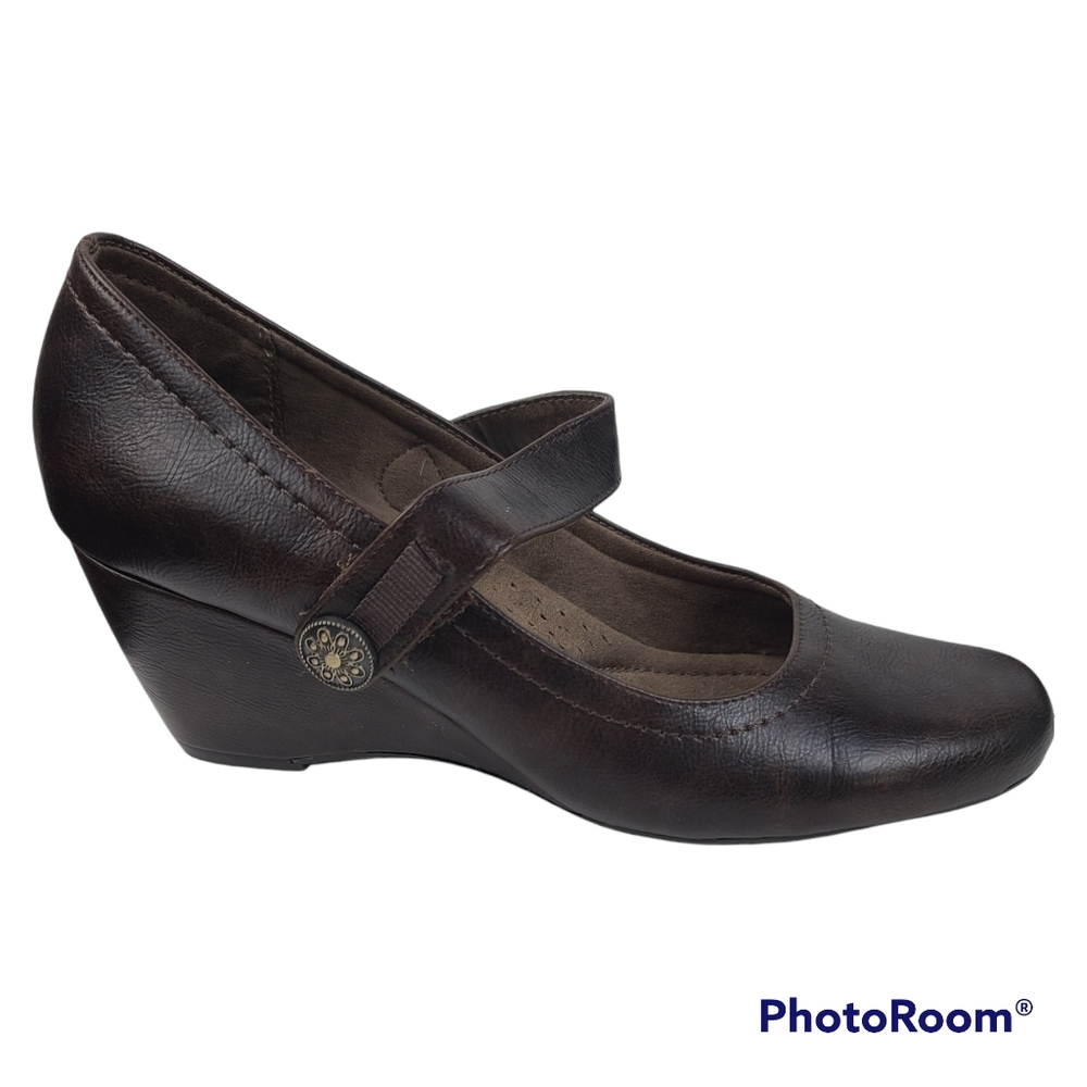 NWOB Natural Soul Brown Ellsworth Mary Jane Wedge Heel Women's 10 PRICE FIRM